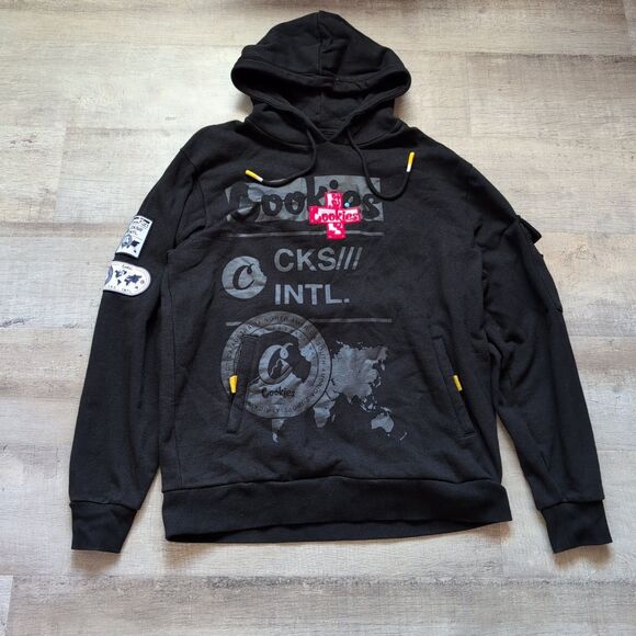Cookies Mile High Fleece Pullover Hoodie Sweatshirt Size XL Black Patchwork - Picture 1 of 10